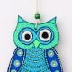 Handmade Wooden Green and Blue Owl Wall Hanging for Home Decor